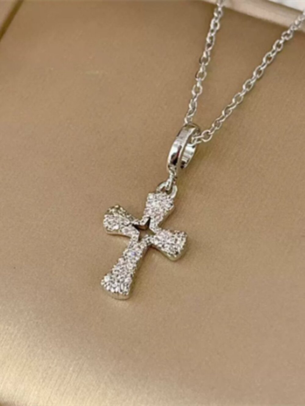 Micro-set zirconium cross collar chain necklace